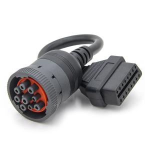 J1962 9 Pin Truck Cable  J1939  9pin To OBD2  Cable for Diesel Vehicle