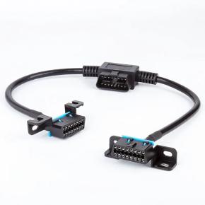  OBD2 16 Pin Extension Cable OBD 1 Male To 2 Female OBDII Extender Splitter  Y Cable