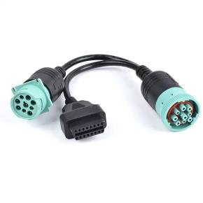 9pin J1939  To J1939  9pin  and OBD2 16pin   Splitter Y  cable For Trucks