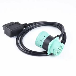 Green  J1939 9Pin  Male And Female To Angled 16Pin Female OBD2 Cable OBDII   CABLE  For Truck Diagnosis