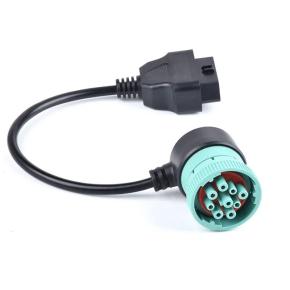  J1939 To OBDII Extension Cable, Angled Female 9 Pin J1939 To 16Pin Female OBD2  cable For Heavy Duty Truck