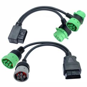 Truck Deutsch J1708 6Pin  to J1939 9Pin cable  Green J1939 9Pin to 16Pin J1962 OBD Female OBD2 OBDII Y Splitter Adapter Cable