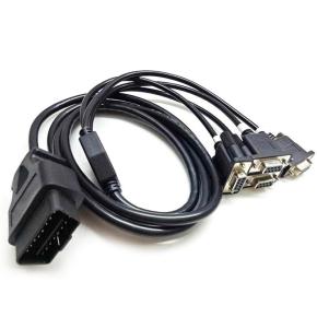 OBD OBDII OBD2 16pin Male  To RS232 Serial VGA D-Sub 9 DB9 4 Female Port  5Way Cable For Car Diagnostics