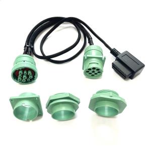 T-Harness Kit OBD2 to Green J1939 9pin Male Female Splitter Y Cable  For Heavy Duty Trucks