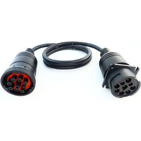 Black J1939 9pin Male to Female Cable For Trucks Diagnostics