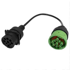 Green J1939 9pin Male to Black Female Cable For Trucks Diagnostics