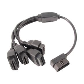 Elbow L Shape Right Angled 4 IN 1 OBDII  CABLE  OBD2 16pin Male to 4 Female Splitter Extension Y 5Way Cable For Cars