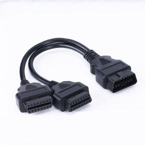 OBDII OBD2 16pin Male to Dual Female Splitter Y Cable 3way Diagnostic Adapter  cable