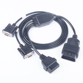 3 IN 1 16pin OBDII cable OBD2 Male To Female With RS232 Serial VGA D-Sub 9 DB9 2 Female 4Way Cable For Car Diagnostics