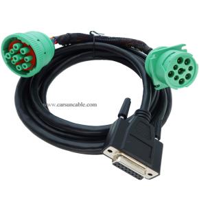 MITOB DB15 to Green Type 2 J1939 Male and Female Splitter Y Cable for Truck Freightliner ELD Device