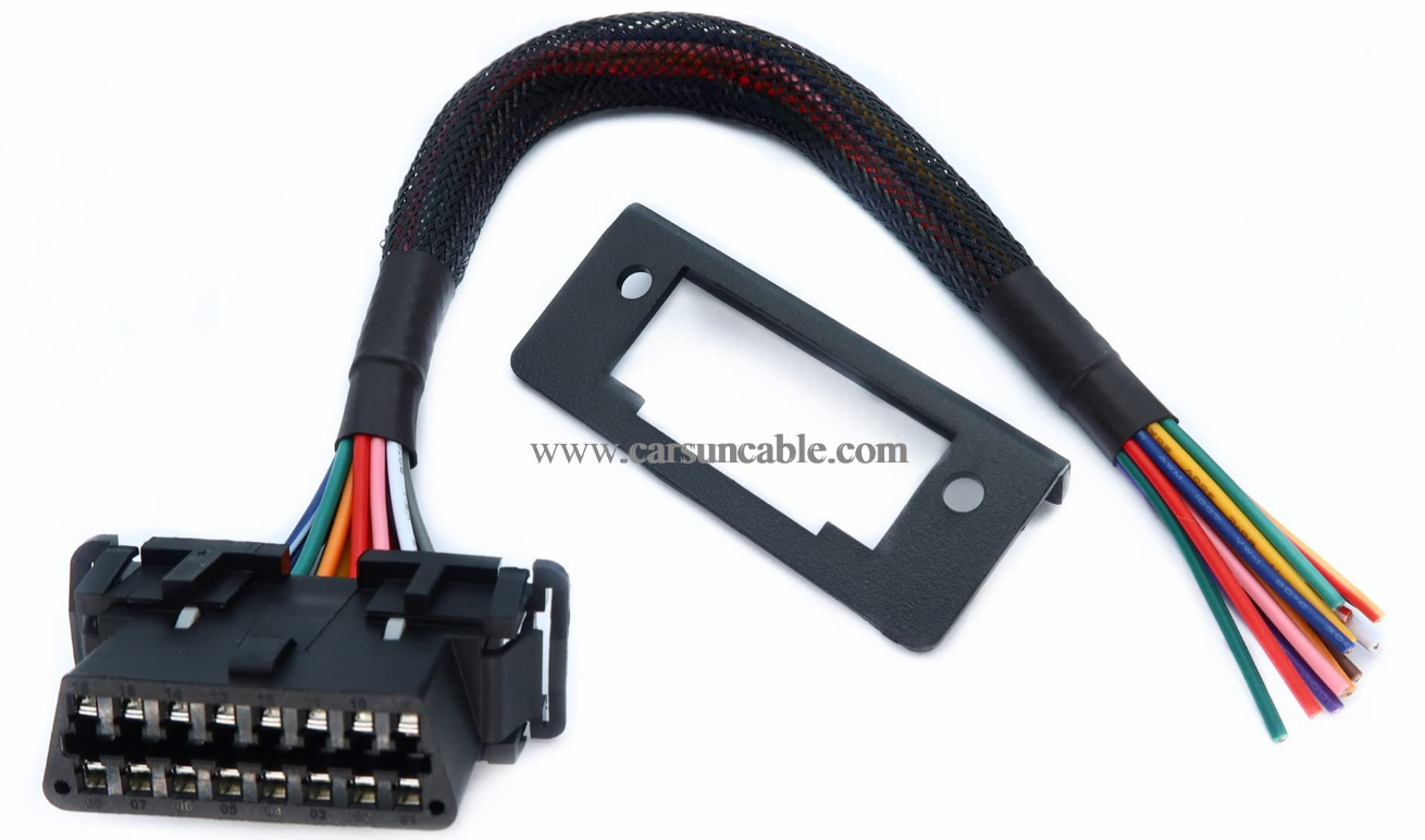 OBD2 J1962 Female to Open Pigtail Cable Bracket OBDii Port Replacement Cable 1ft/30cm