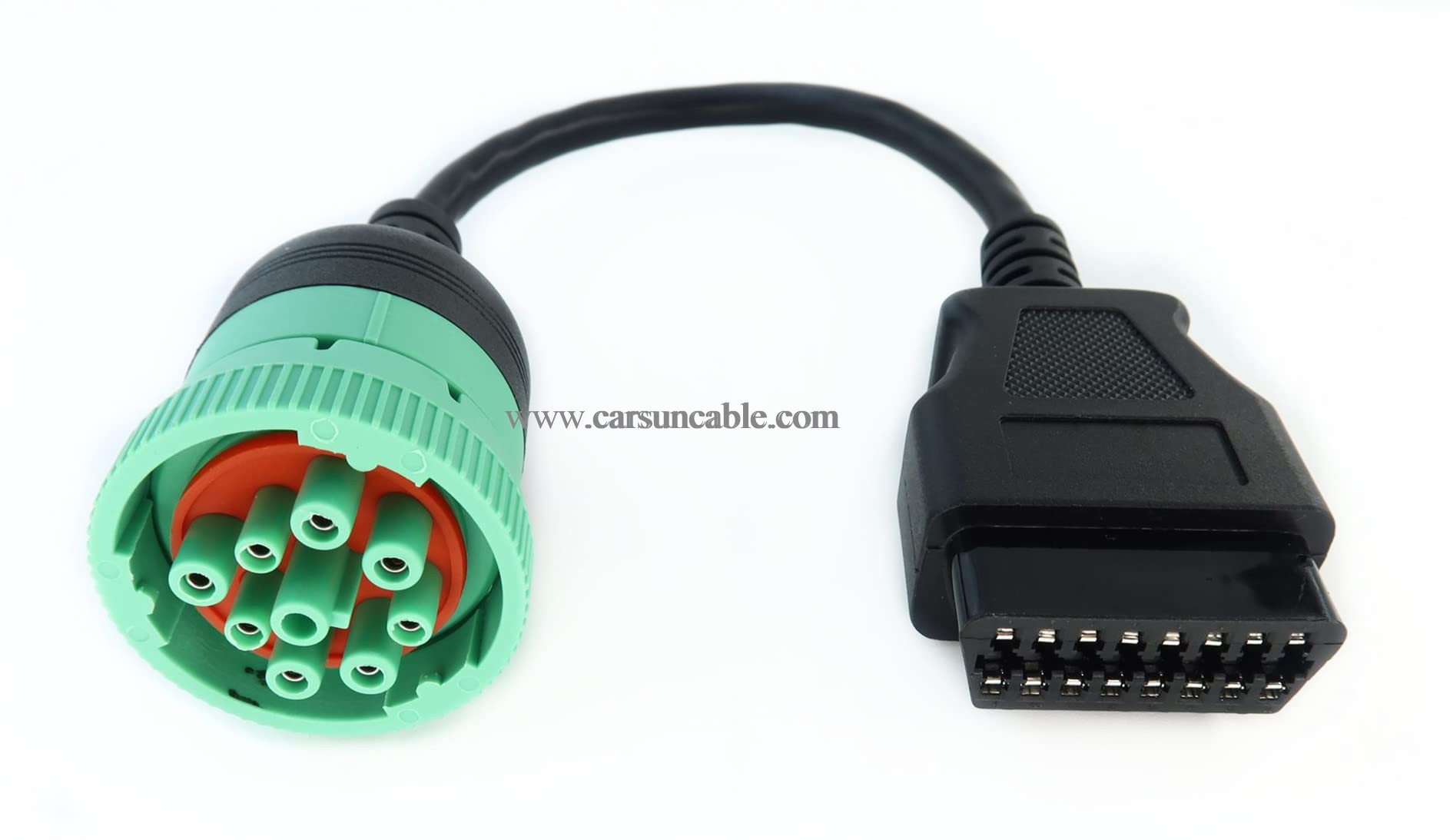 Green Type 2 J1939 Male to 16pin OBD2 Female Cable 16pin to 9pin J1939 Adapter Cable