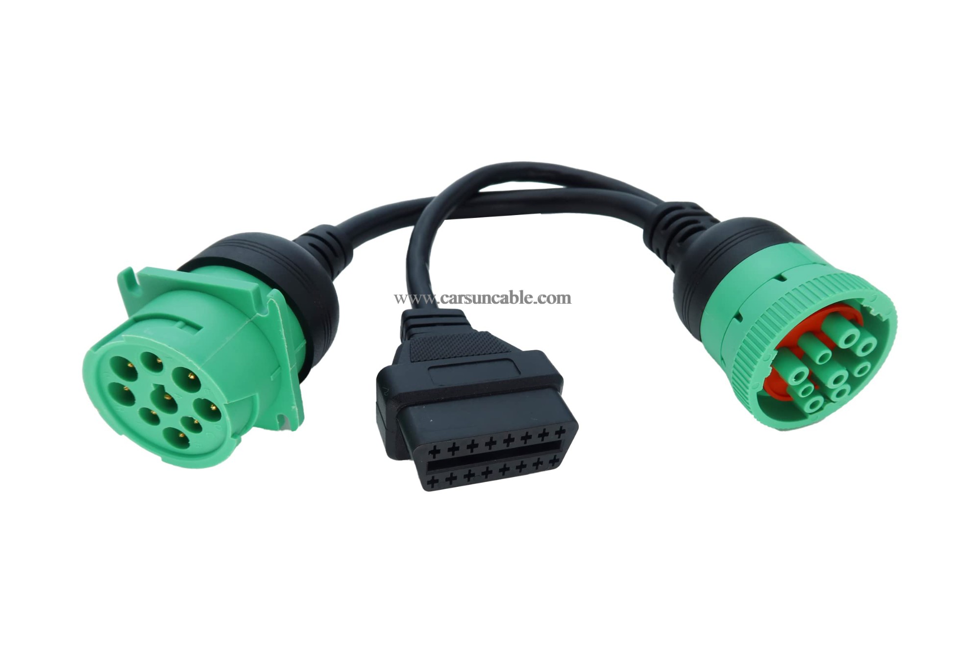 J1939 ELD Splitter Y Cable Green Type-2 J1939 Male to Female to OBD Ii Splitter Cable (J1939 to OBD2 Splitter Cable)