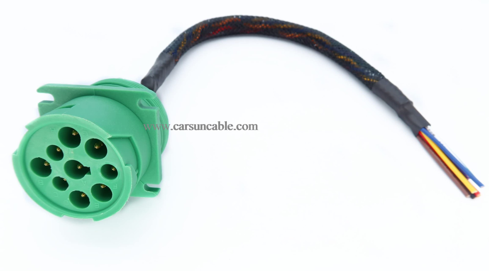 Type 2 Green j1939 Pigtail Cable Female 9Pin to Open end Flange 1ft