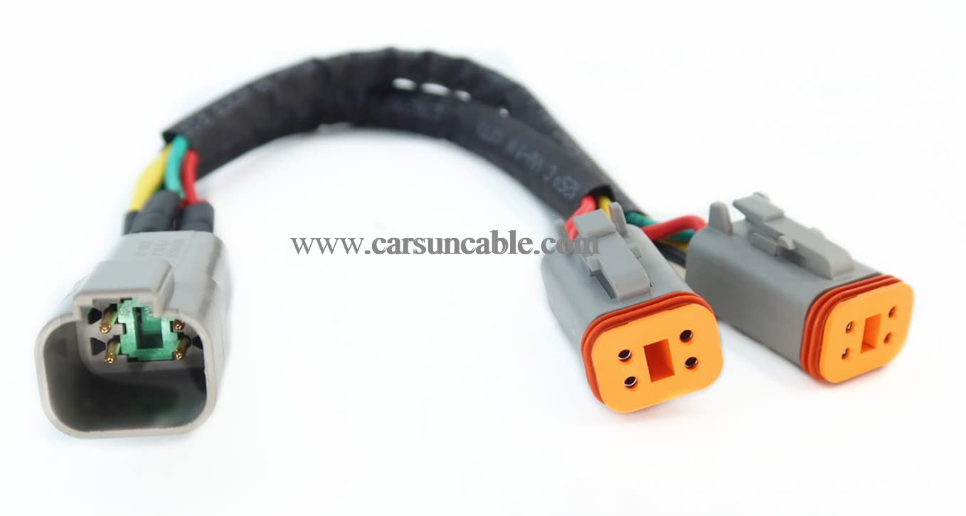 DT 4 Way Connector Plug Splitter Wire Harness 1 Male to 2 Female DT 4 Pin 1-2 SplitterCable 1ft/30cm