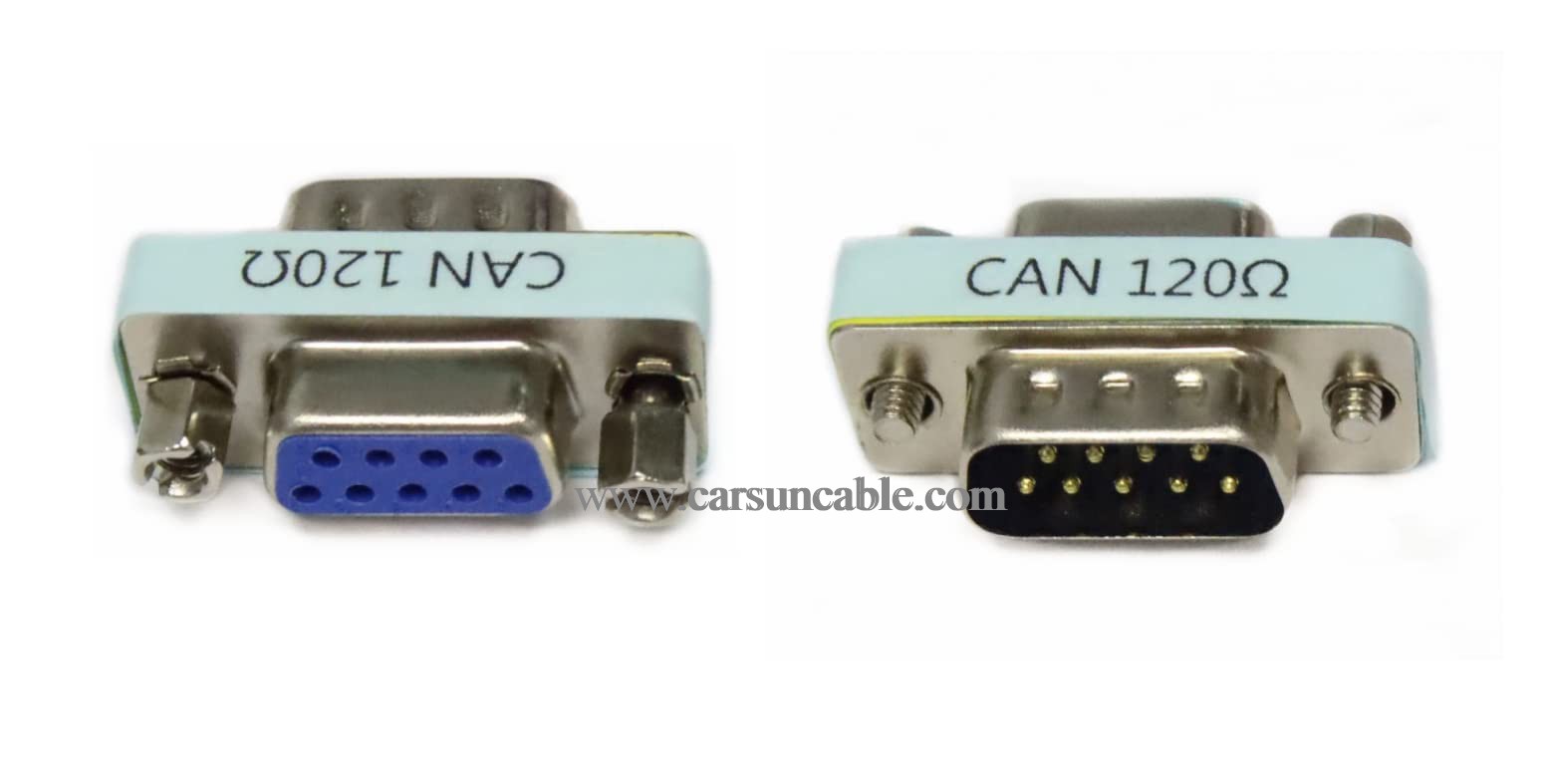 2pcs CAN Bus Terminal Resistance Terminator DB9 120ohm RS323 Serial Male to Female Connector Adatper with 120ohm Resistance