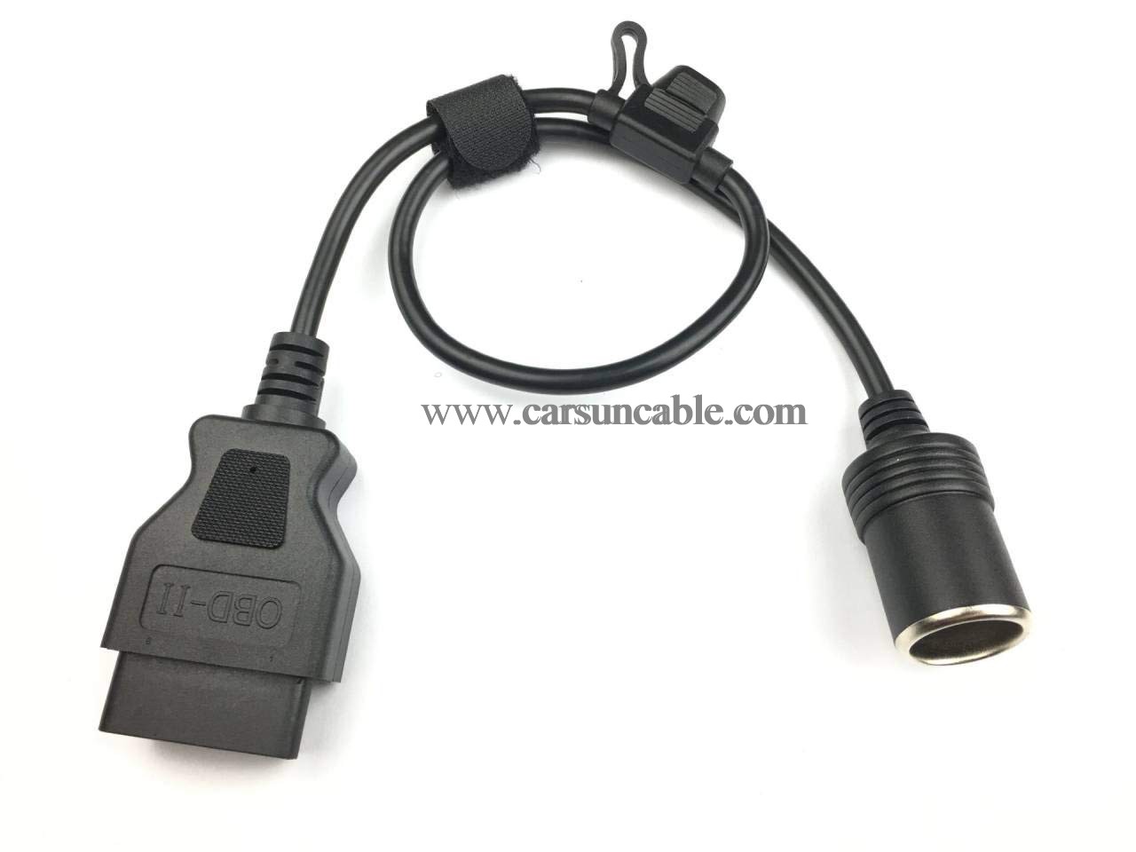 OBD2 to Cigarette Lighter Female Connecter Vechile Car Constant Power Cable 16AWG Safely with 15A Fuse