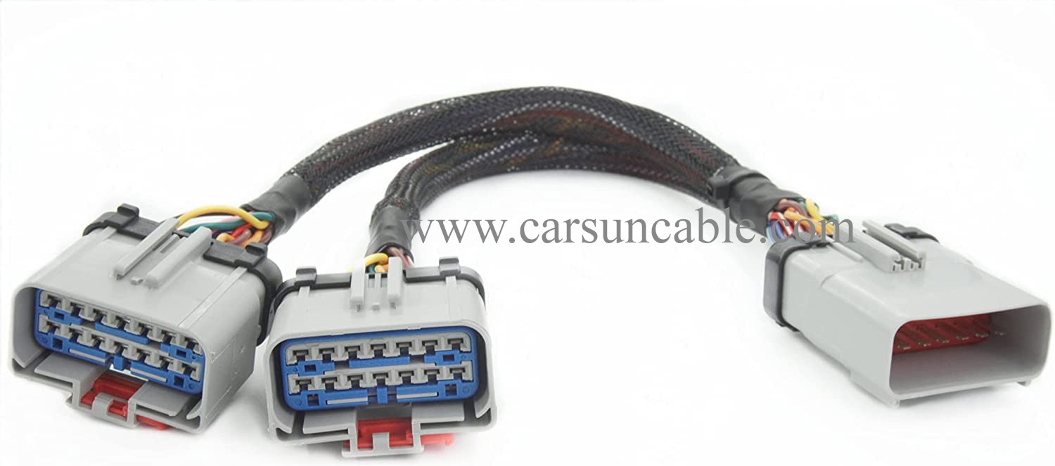 14PIN RP-1226 14 Way 1 Male to 2 Female Extenion Splitter Y Cable Adapter RP1226 for Freightliner