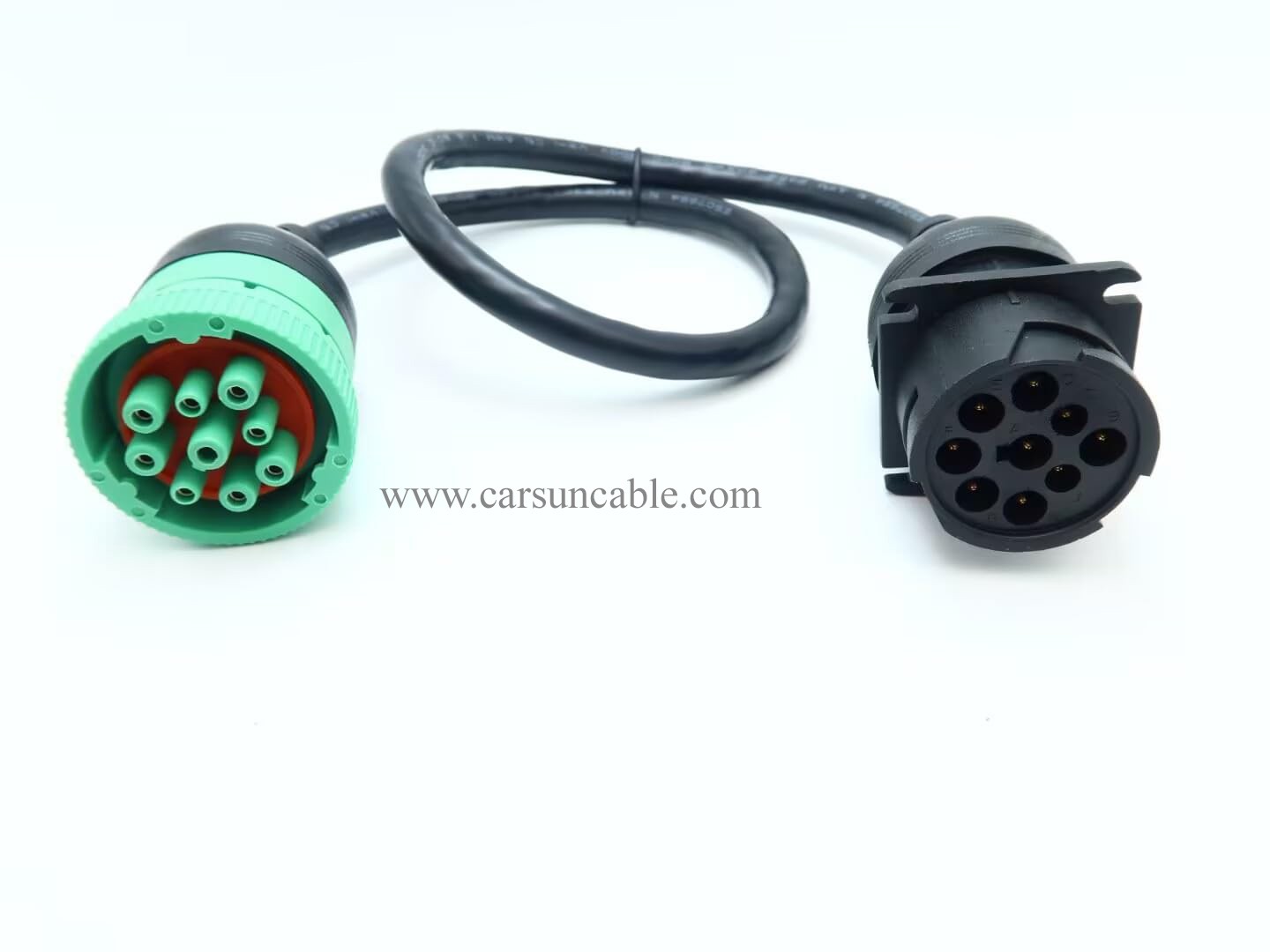 WBLD Overmolded 9 pin J1939 Green Type 2 Male to J1939 Gray Type 1 Female Cable