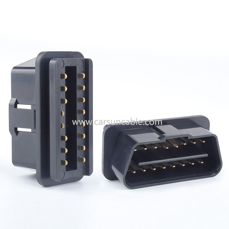 Automotive male connector OBD2 16pin connector gold plated bent pin male OBD plug J1962M