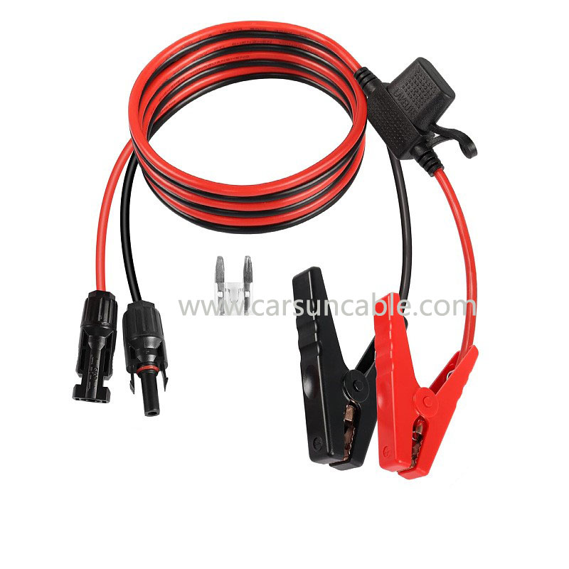 Crocodile Clip to MC4 Connector Red and Black Cable MC4 with Battery Clip Extension Cable Crocodile Clip with Fuse Box Cable