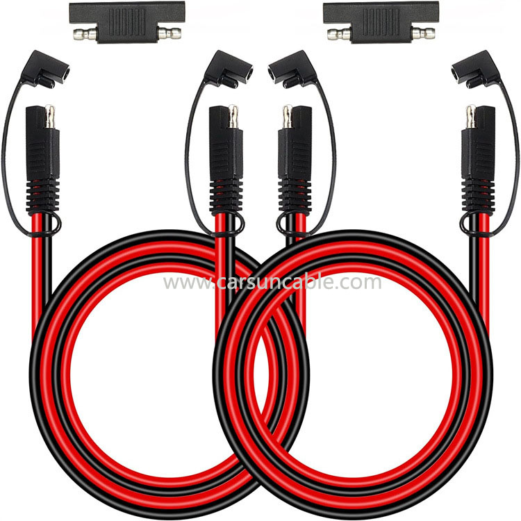 SAE Cable Solar Power Cord Dual Head SAE Connection Cord with Dust Cover Storage SAE Black Red Connection Cable