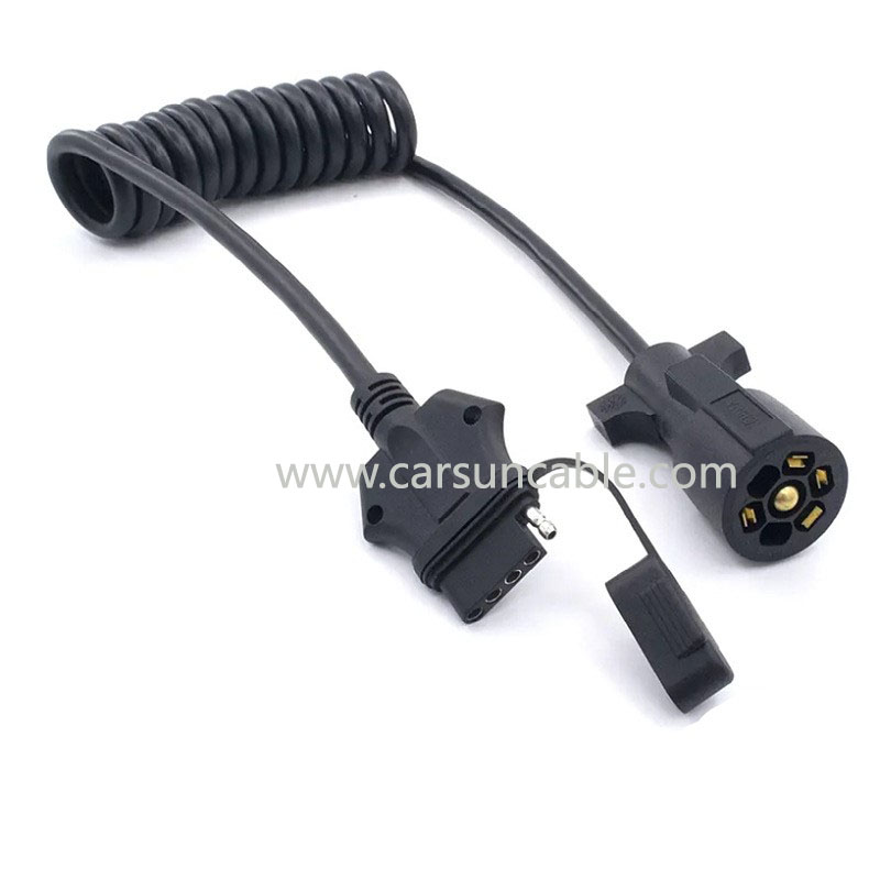 American style 7-pole trailer cable to 5-pole spring cable converter car tail light signal adapter power cable