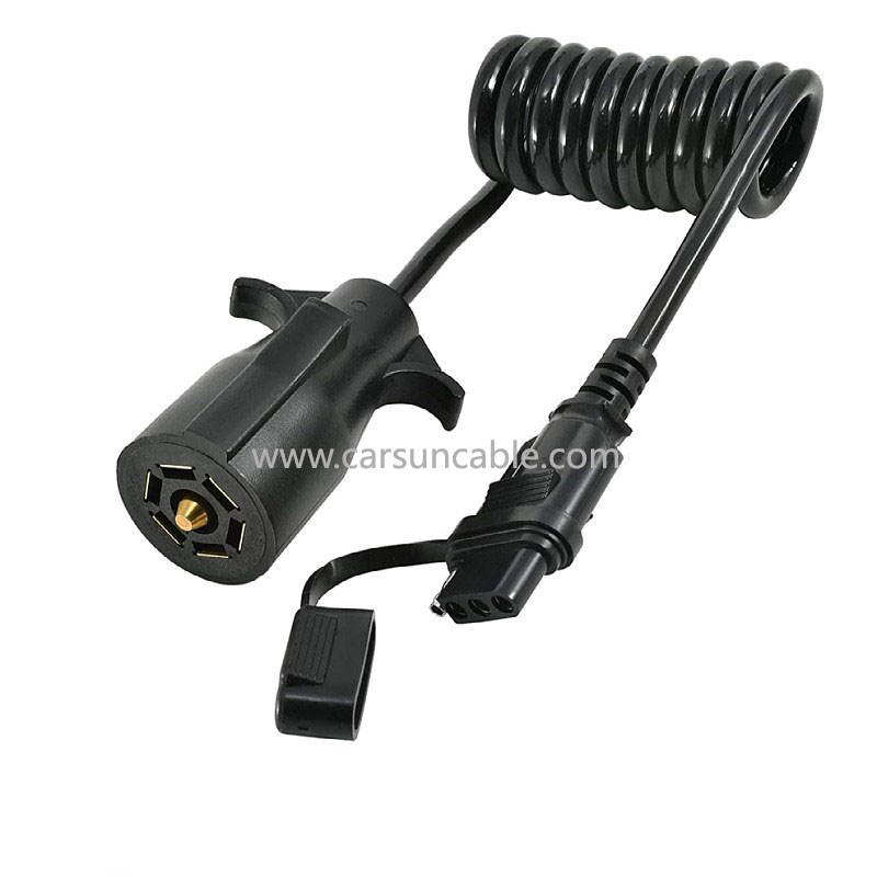 7-pole to 5-pole trailer plug cable conversion harness 7-pole SAE connector plug trailer power cable