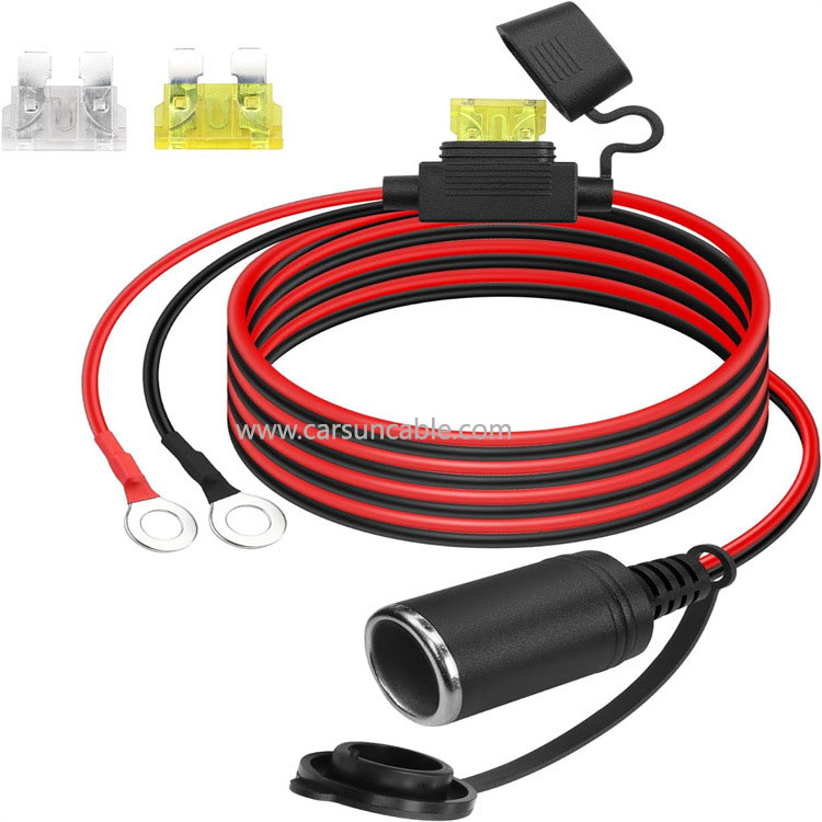 Car Cigarette Lighter Female Connection Cable Female with O-type Terminal 16AWG Car Battery Connection Cable