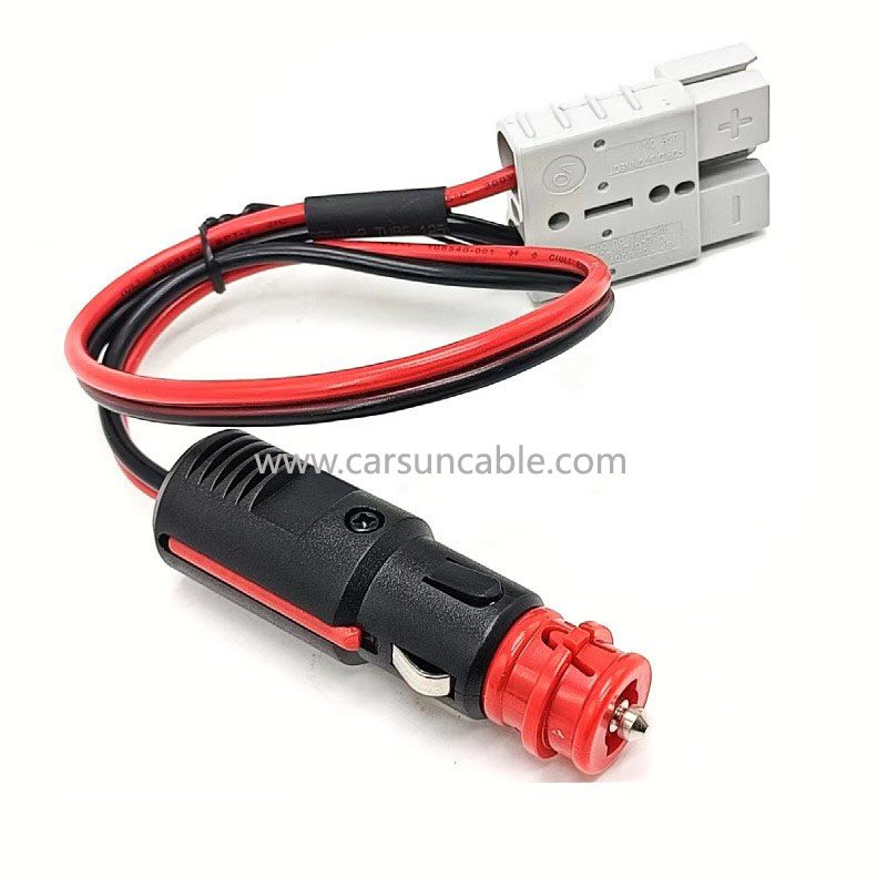 German Red Tip Cigarette Lighter to 50A Anderson Plug 12awg Red and Black Wire Car Cigarette Lighter Power Cord